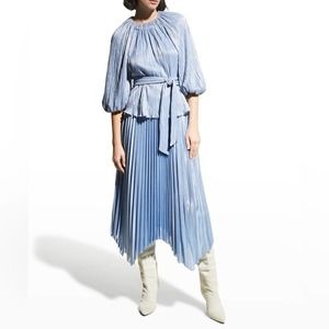 FINAL PRICE JONATHAN SIMKHAI Alexandra Plissé Lame Puff Sleeve